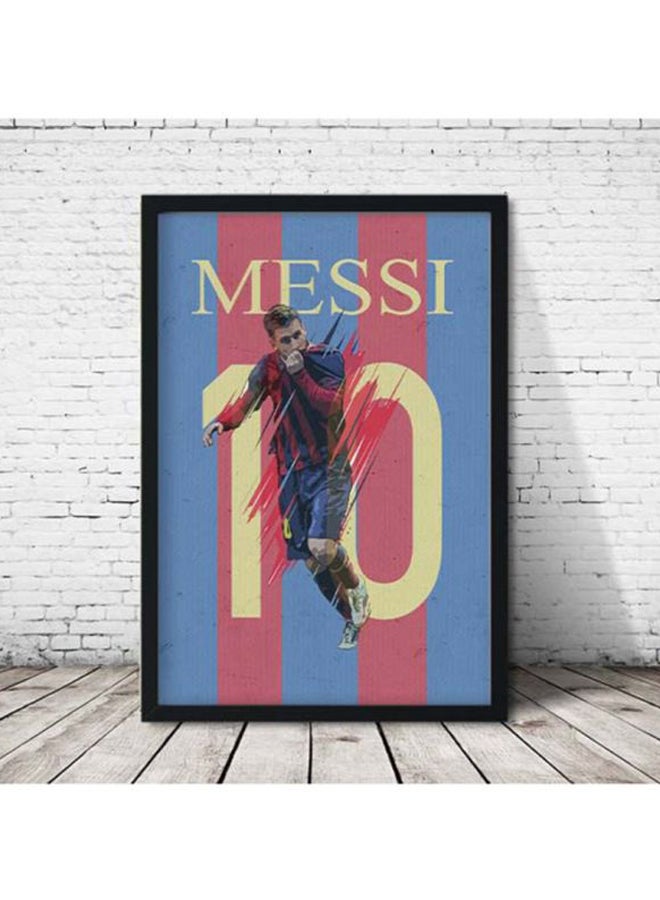 LOWHA - Messi Printed Wooden Framed Wall Art Multicolour 33x2x22cm - Image 1