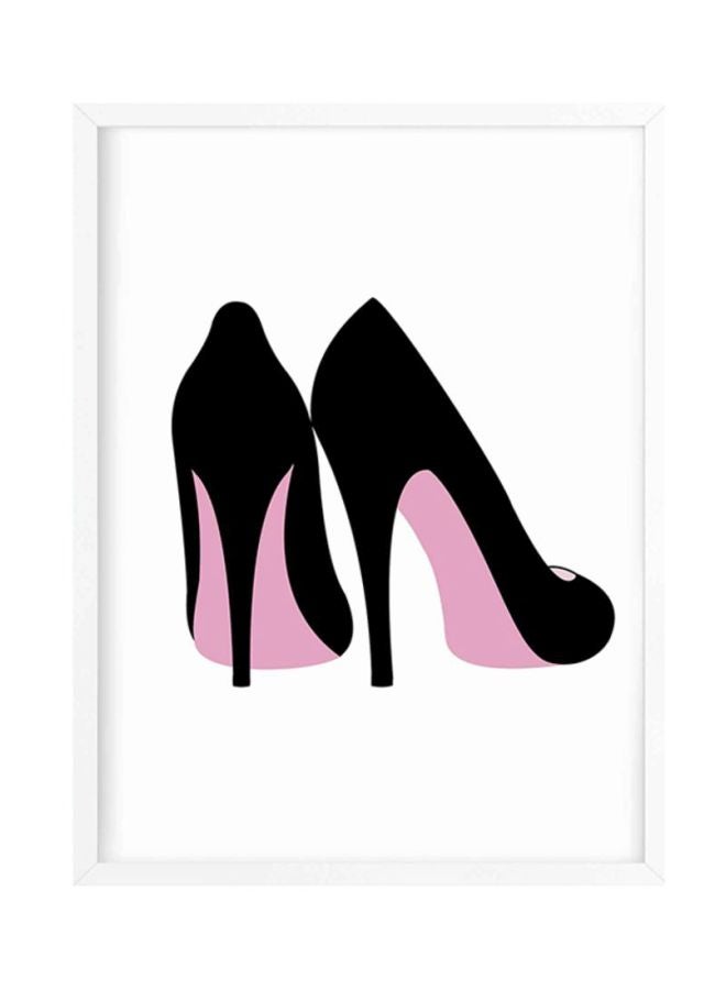 لوحة فنية بإطار خشبي ومطبوع عليها كتابة أبيض/أسود/وردي 33x22x2سم