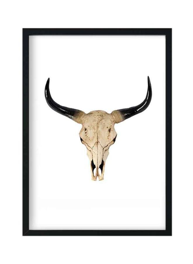 لوحة فنية بإطار خشبي ومطبوع عليها كتابة أبيض/بيج/أسود 33x22x2سم