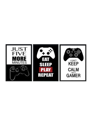 3-Piece Printed Wooden Framed Wall Art Set White/Black/Red 33x22x2cm - v1601750405/N16560083A_1