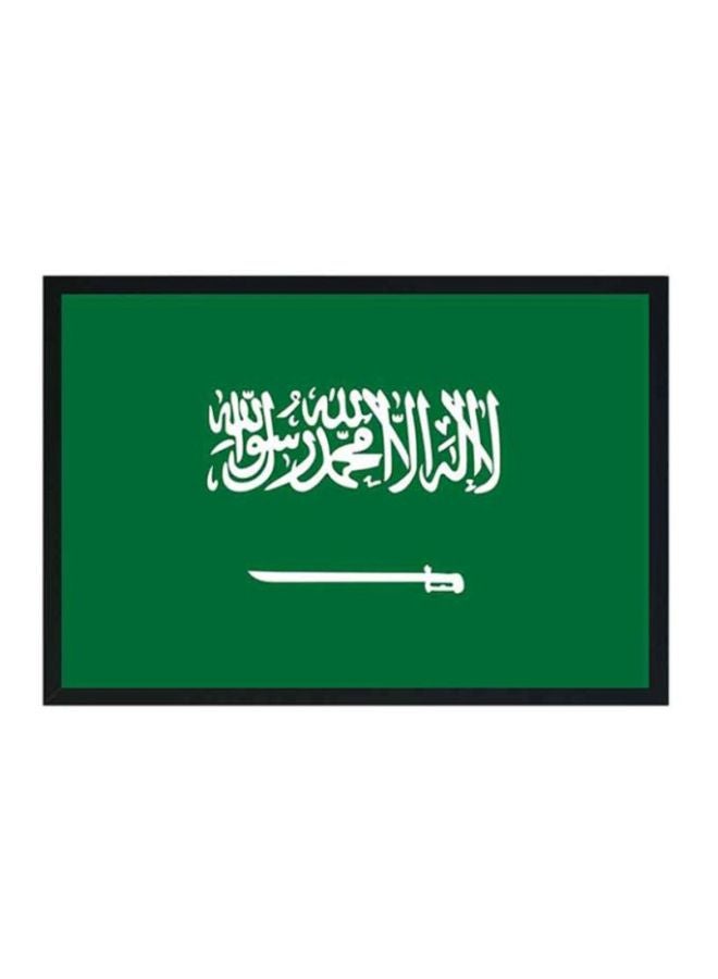 لوحة لوحة فنية بإطار خشبي بطبعة علم المملكة العربية السعودية أخضر/أبيض 33x22x2Ø³Ù†ØªÙŠÙ…ØªØ± 