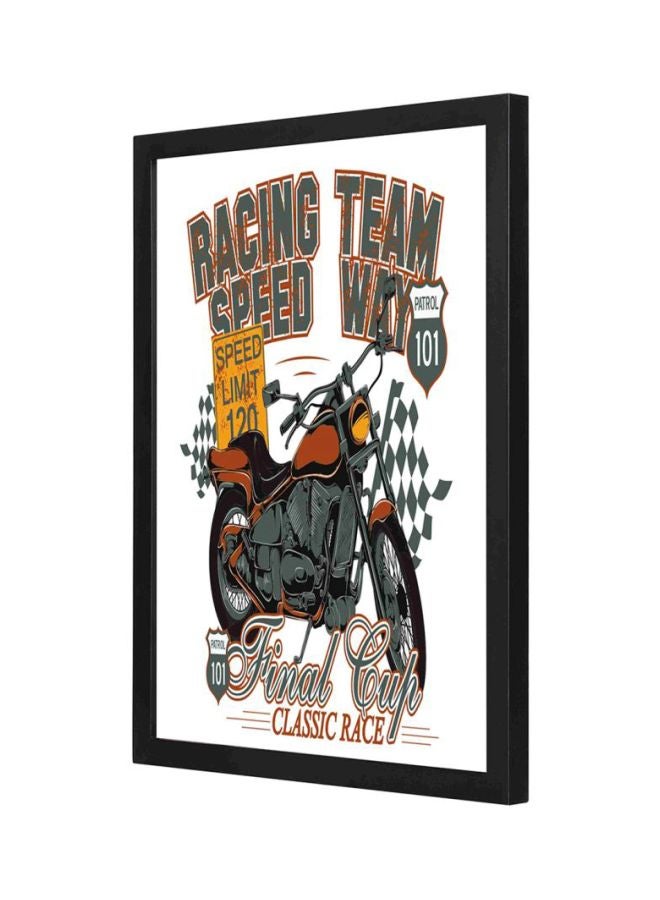 LOWHA Racing Team Printed Wooden Framed Wall Art Grey/Black/Red 33x43cm  - Image 1