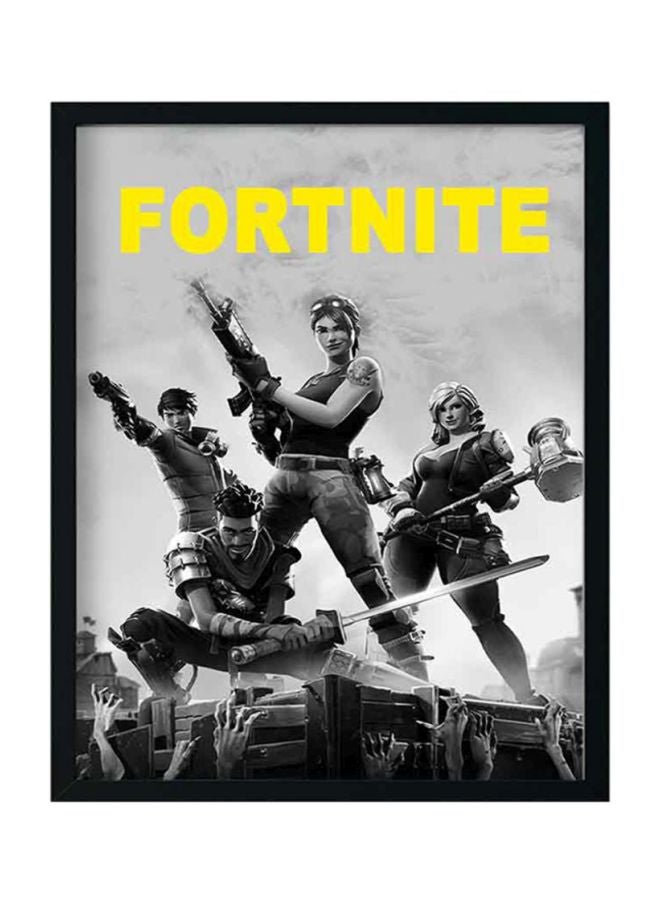 Fortnite Printed Wooden Framed Wall Art Grey/Black/Yellow 33x22x2centimeter - v1601750434/N16560101A_1