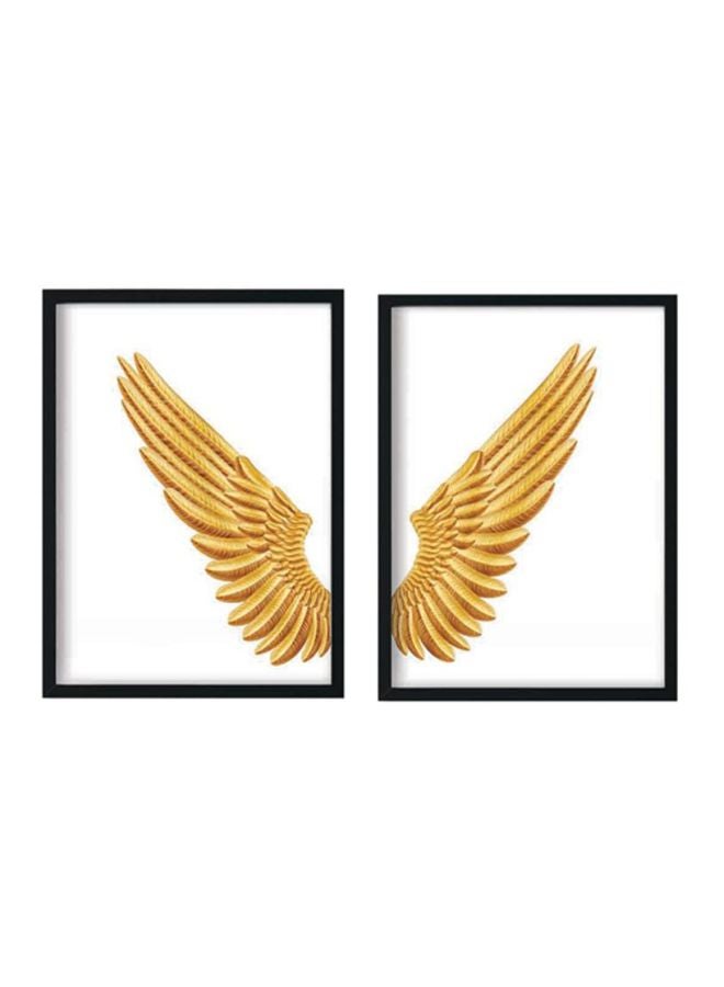 LOWHA 2-Piece Printed Wall Art White/Black/Gold 33x22x2cm  - Image 1