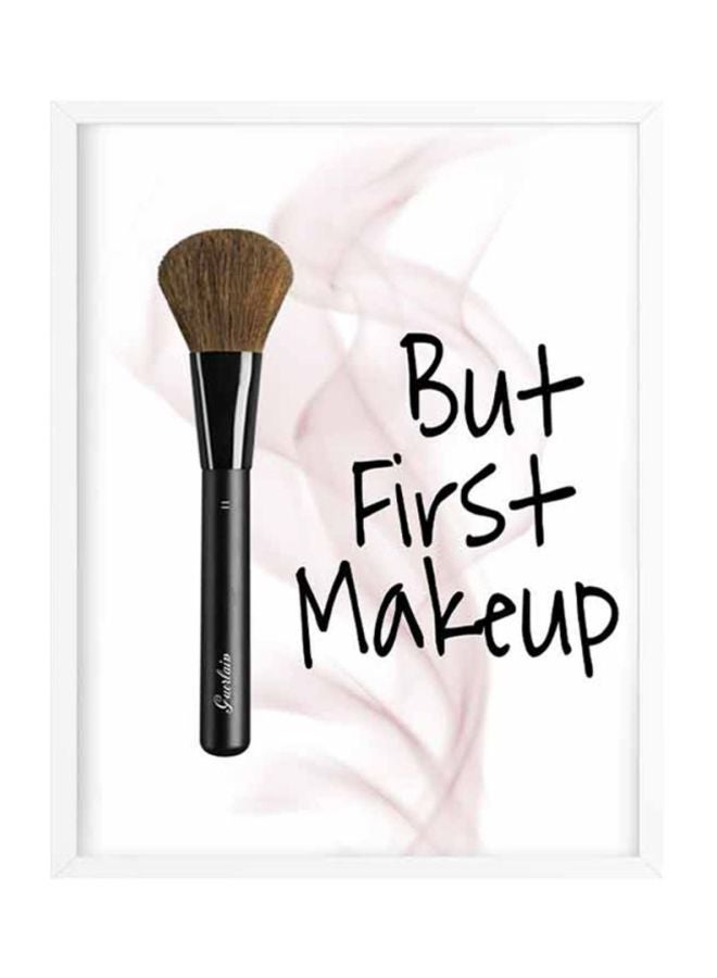 لوحة فنية بإطار خشبي لديكور الحائط بطبعة تعبّر عن الماكياج أبيض / أسود / بني 33x22x2سم