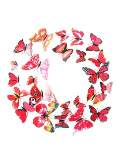 12-Piece 3D Magnet Butterfly Wall Sticker Set Red/Yellow/Pink 120x60mm - v1601750451/N13263061A_1