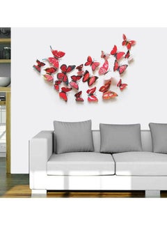 12-Piece 3D Magnet Butterfly Wall Sticker Set Red/Yellow/Pink 120x60mm - v1601750451/N13263061A_2