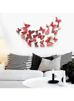 12-Piece 3D Magnet Butterfly Wall Sticker Set Red/Yellow/Pink 120x60mm - v1601750451/N13263061A_3