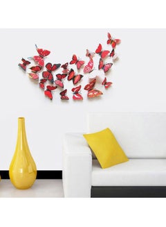 12-Piece 3D Magnet Butterfly Wall Sticker Set Red/Yellow/Pink 120x60mm - v1601750451/N13263061A_4