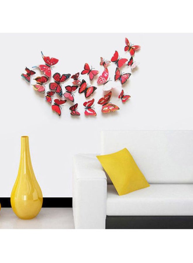 OUTAD 12-Piece 3D Magnet Butterfly Wall Sticker Set Red/Yellow/Pink 120x60mm - Image 4