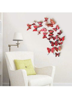 12-Piece 3D Magnet Butterfly Wall Sticker Set Red/Yellow/Pink 120x60mm - v1601750452/N13263061A_5