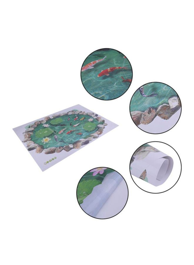 OUTAD Anti-Slip Lotus Goldfish Pattern 3D Wall Sticker Multicolour 60x90cm  - Image 2