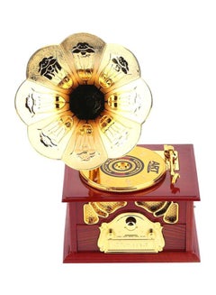 OUTAD Vintage Gramophone Shaped Music Box Gold/Red 130x225x107mm  - Image 1
