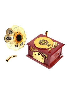 OUTAD Vintage Gramophone Shaped Music Box Gold/Red 130x225x107mm  - Image 2