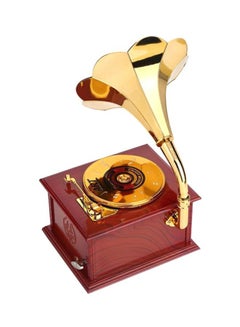OUTAD Vintage Gramophone Shaped Music Box Gold/Red 130x225x107mm  - Image 4