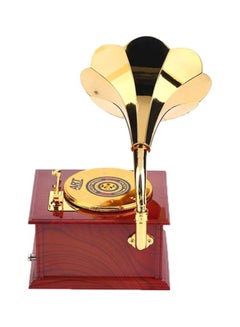 OUTAD Vintage Gramophone Shaped Music Box Gold/Red 130x225x107mm  - Image 5