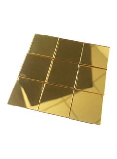 OUTAD 100-Piece 3D Mosaic Mirror Wall Tiles Sticker Set Gold 20x10x20mm  - Image 2
