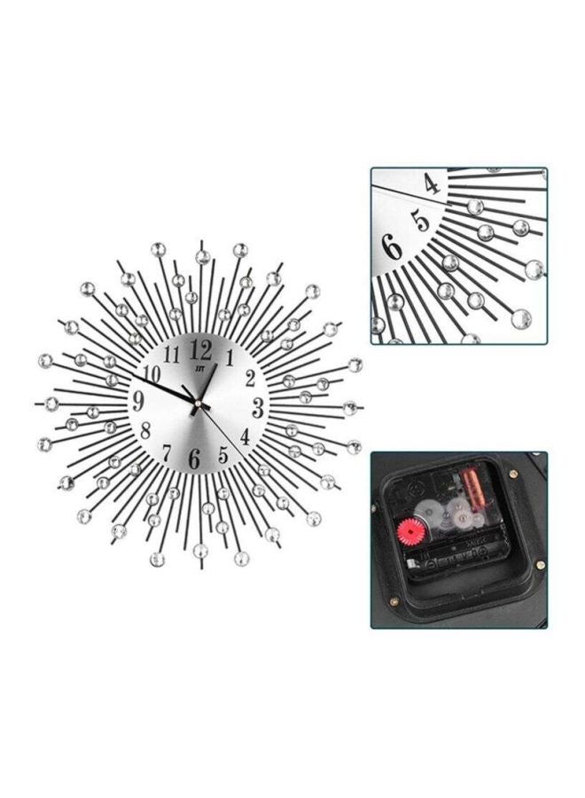 OUTAD Personalized Sunburst Wall Clock Silver 38x6x38cm - Image 3