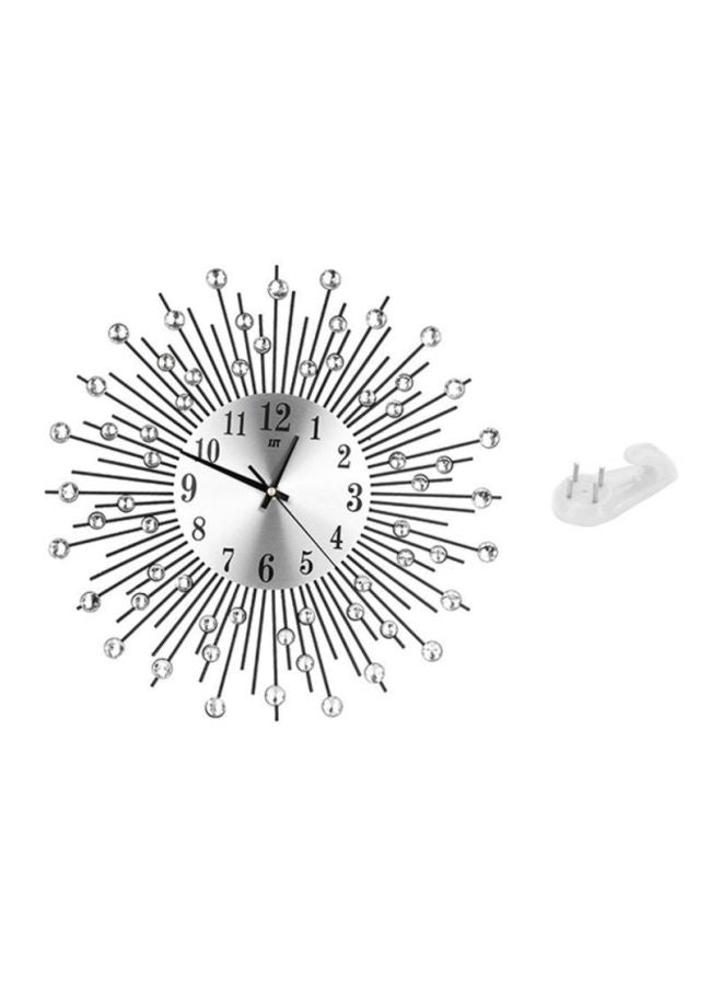 OUTAD Personalized Sunburst Wall Clock Silver 38x6x38cm - Image 1