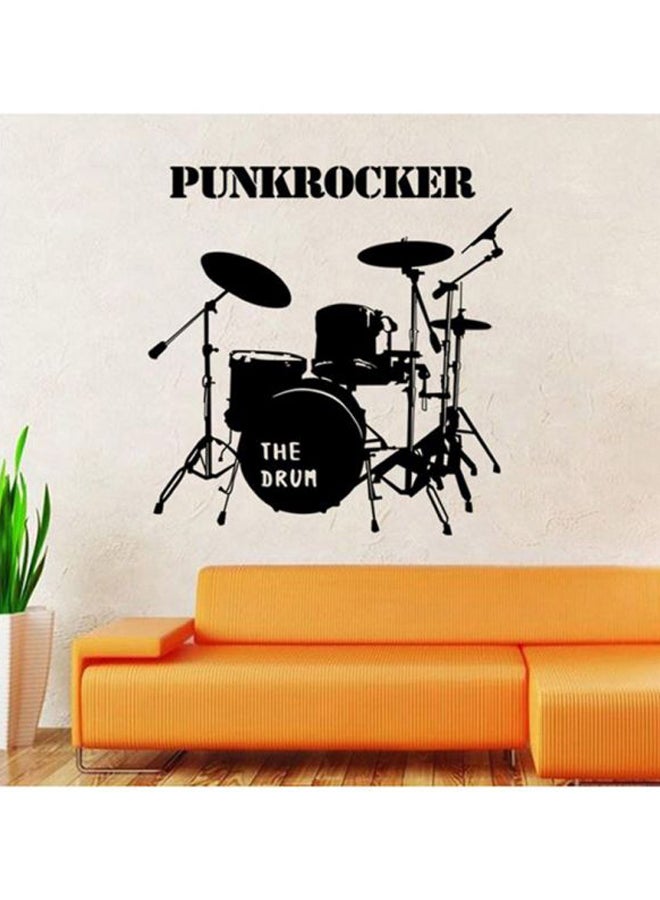 OUTAD Removable PVC Musical Drum Kit Pattern Wall Sticker Black 570x5x580mm - Image 3