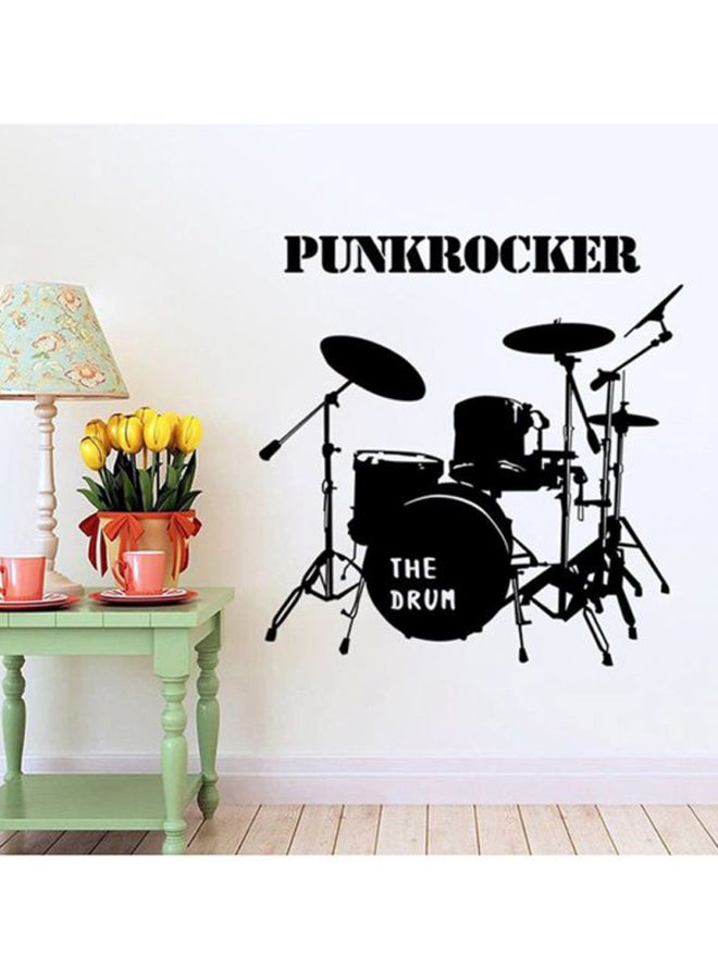 OUTAD Removable PVC Musical Drum Kit Pattern Wall Sticker Black 570x5x580mm - Image 4