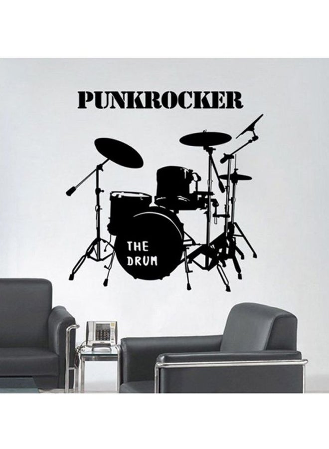 OUTAD Removable PVC Musical Drum Kit Pattern Wall Sticker Black 570x5x580mm - Image 5