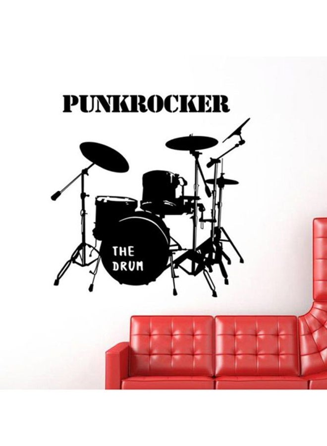 OUTAD Removable PVC Musical Drum Kit Pattern Wall Sticker Black 570x5x580mm - Image 2
