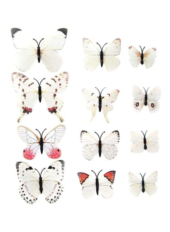 OUTAD 12-Piece 3D Magnet Butterfly Wall Sticker Set White 120x1x60mm - Image 1