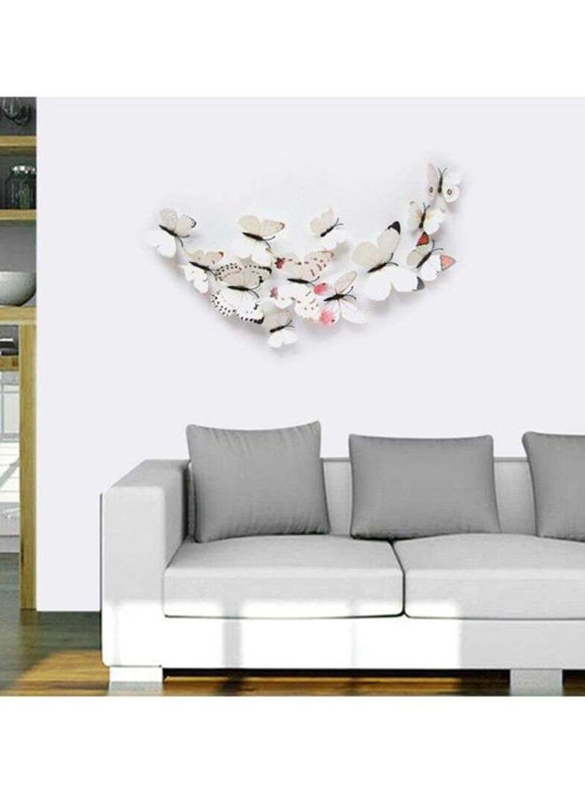 OUTAD 12-Piece 3D Magnet Butterfly Wall Sticker Set White 120x1x60mm - Image 2