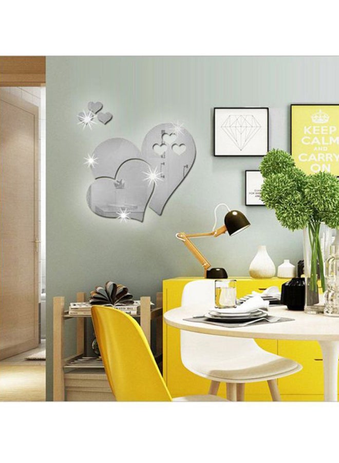 OUTAD Removable 3D Mirror Hearts Wall Sticker Silver 430x1x270mm - Image 3