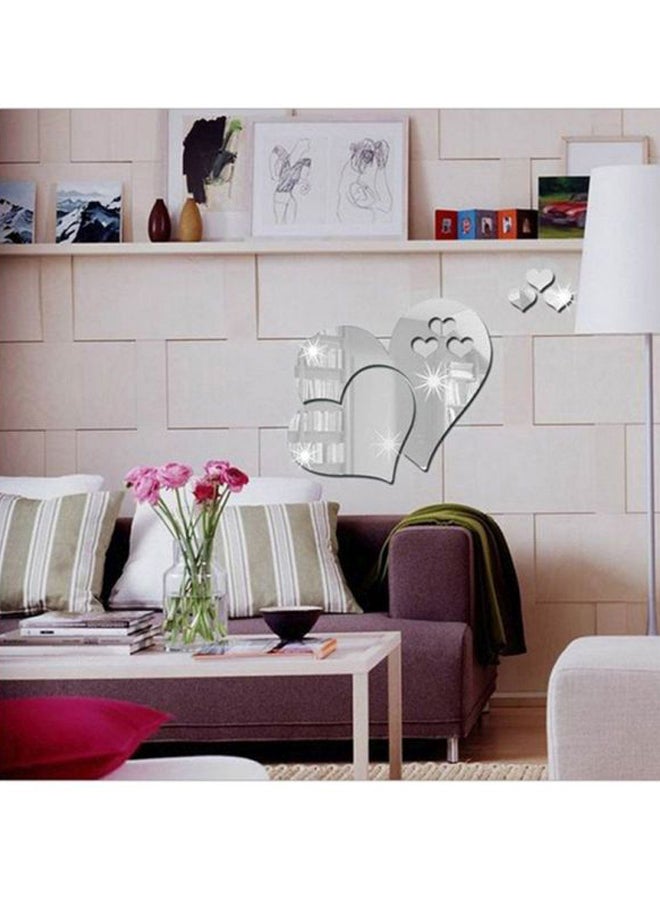 OUTAD Removable 3D Mirror Hearts Wall Sticker Silver 430x1x270mm - Image 4