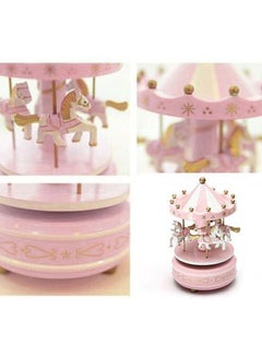 OUTAD Merry Go Round Carousel Music Box Pink 18x10cm  - Image 2