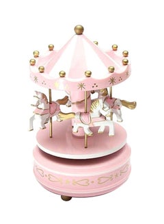OUTAD Merry Go Round Carousel Music Box Pink 18x10cm  - Image 1
