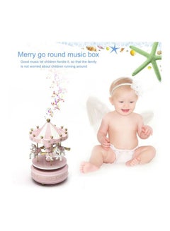OUTAD Merry Go Round Carousel Music Box Pink 18x10cm  - Image 3