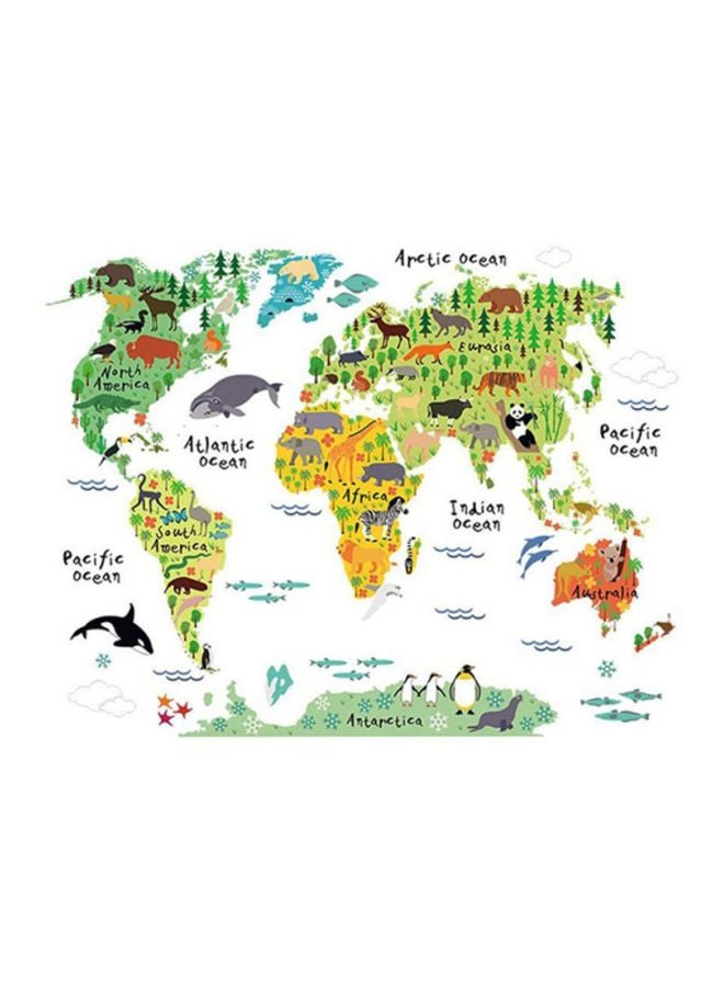 OUTAD Animal World Map Wall Sticker Multicolour 900x2x600mm - Image 1