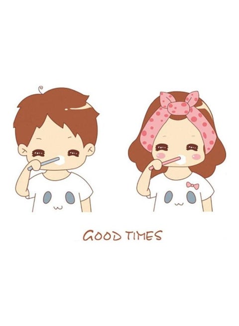 Couple Good Times Wall Sticker White/Brown/Pink 45x30cm
