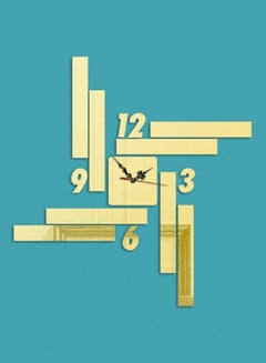 كياوكاي ساعة حائط بأرقام للزينة بتصميم رائع على شكل أشكال هندسية مزودة بلاصق ذهبي Standard  - Image 1