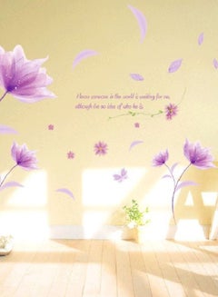 كياوكاي ملصق جداري لغرفة النوم بتصميم أزهار رومانسي بنفسجي/أبيض 90x60سم  - Image 2