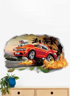 كياوكاي ملصق حائط ثلاثي الأبعاد بتصميم سيارة أسود/أحمر/أصفر 50x70Ø³Ù†ØªÙŠÙ…ØªØ±  - Image 2