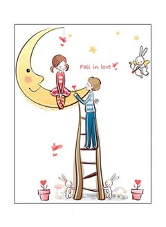 كياوكاي ملصق جداري بطبعة "Fall In Love" أصفر/ أحمر/ بني 70x50سم  - Image 1