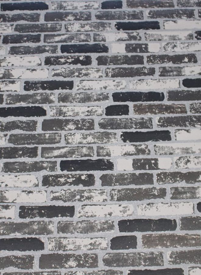 QiaoKai Vintage 3D Retro Brick Pattern Wallpaper Black/Grey/White 53x1000cm  - Image 1