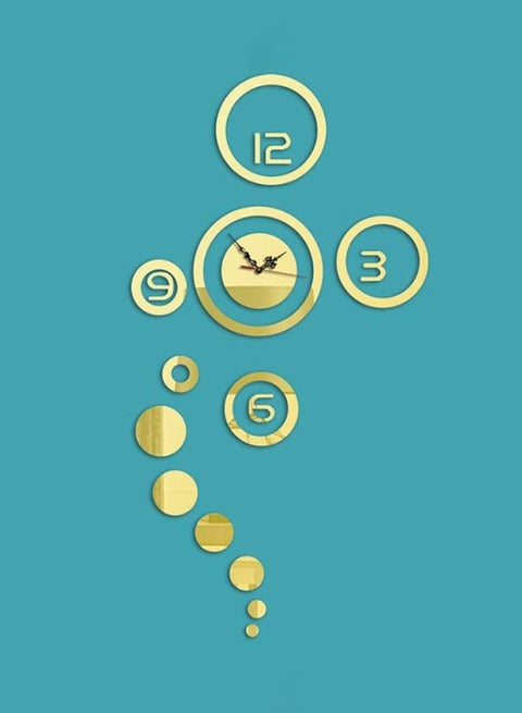 ساعة حائط مرآة بتصميم عصري مزودة بلاصق ذهبي Standard