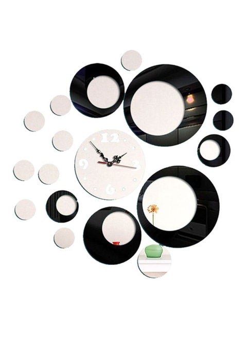 Mirror Wall Clock With Sticker Black/White Standard