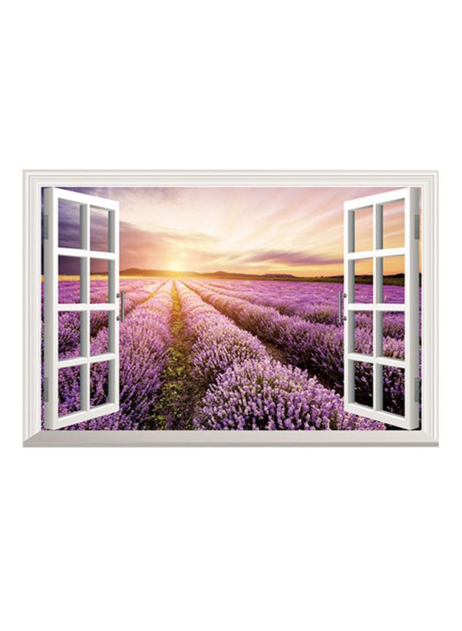 QiaoKai 3D Window Style Frame Wall Sticker Purple/White/Yellow 60x90cm  - Image 1