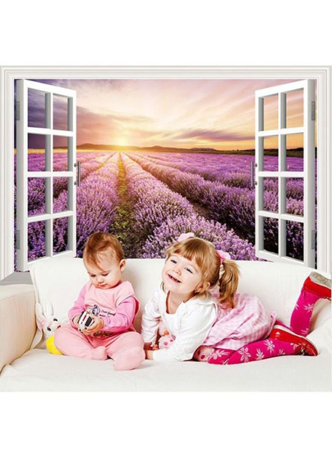QiaoKai 3D Window Style Frame Wall Sticker Purple/White/Yellow 60x90cm  - Image 2
