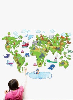 كياوكاي ملصق جداري مطبوع عليه خريطة العالم أخضر / أحمر / أزرق 60x60Ø³Ù†ØªÙŠÙ…ØªØ±  - Image 2