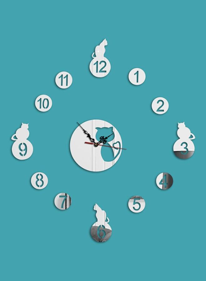 QiaoKai Decorative Wall Clock With Sticker Silver Standard  - Image 1