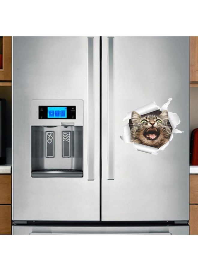 QiaoKai - 3D Smashed Cat Wall Sticker White/Black/Brown 18x18centimeter - Image 1