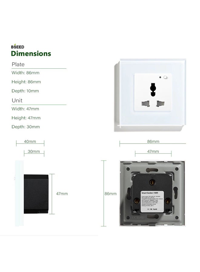 تكنيكال كنترول Smart Home Wifi Socket  Control by Mobile WHITE 86x86cm  - Image 3