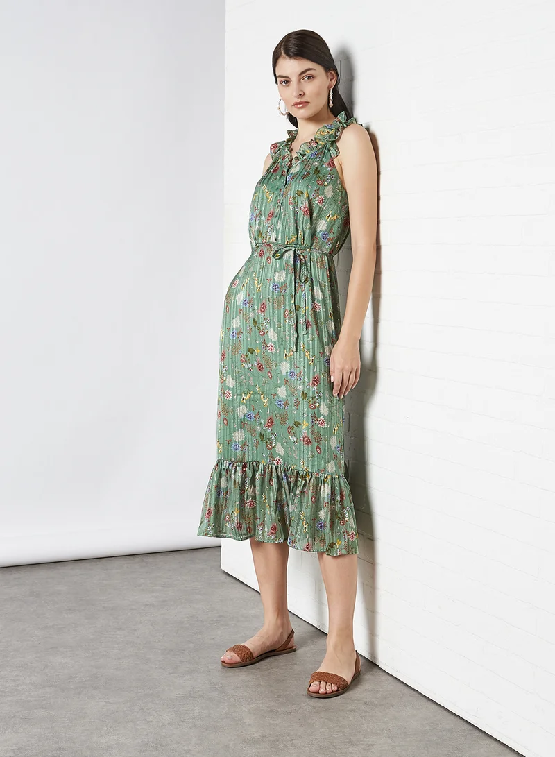 Y.A.S Manilla SL Midi Dress Dark Ivy